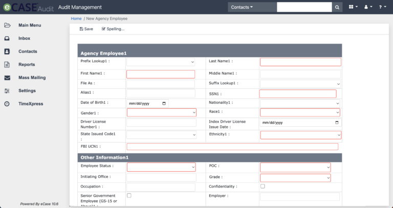 screenshot of eCase Audit